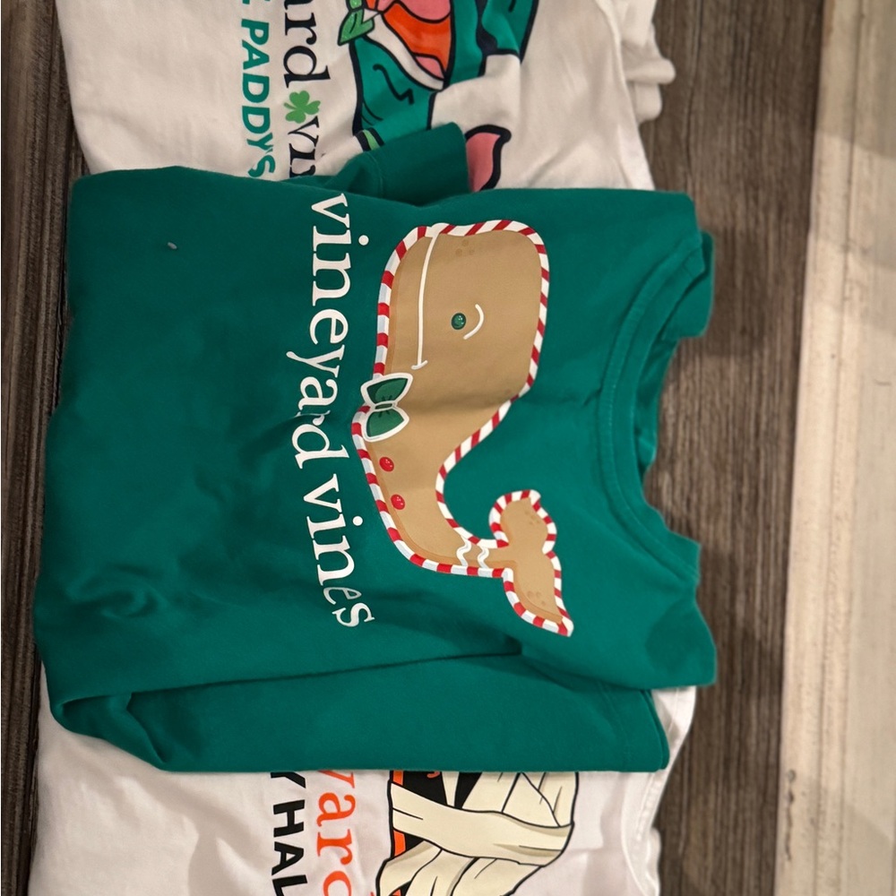 3-Vineyard Vines Teal Shirt  Whale. St Patrick’s day, Halloween, candy cane